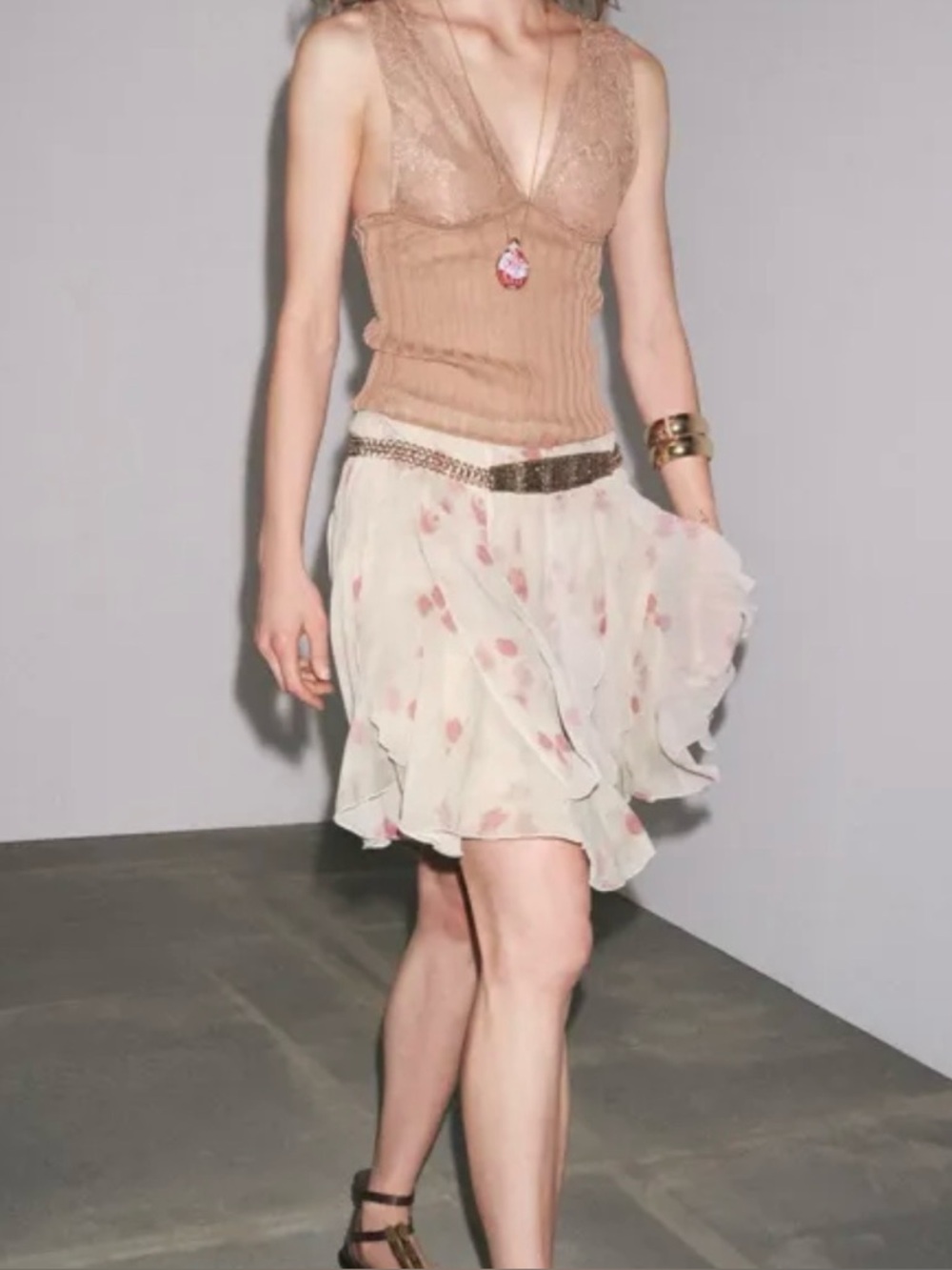 ISO Zara Printed Ruffle Skirt - Picture 3 of 4